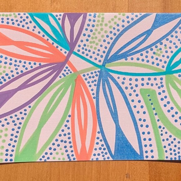 Set of 4 Original Hand-Drawn Greeting Cards – Bright Botanical Abstract in Coral - Picture 3 of 9
